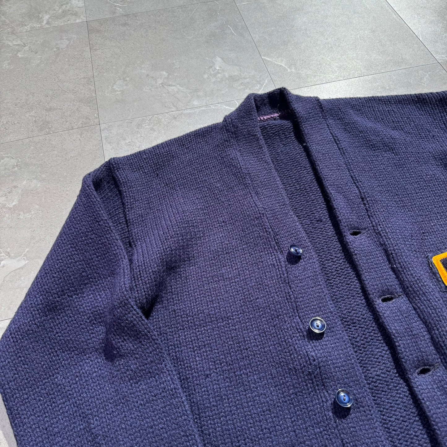 70s Vintage Varsity Lettered Wool Cardigan