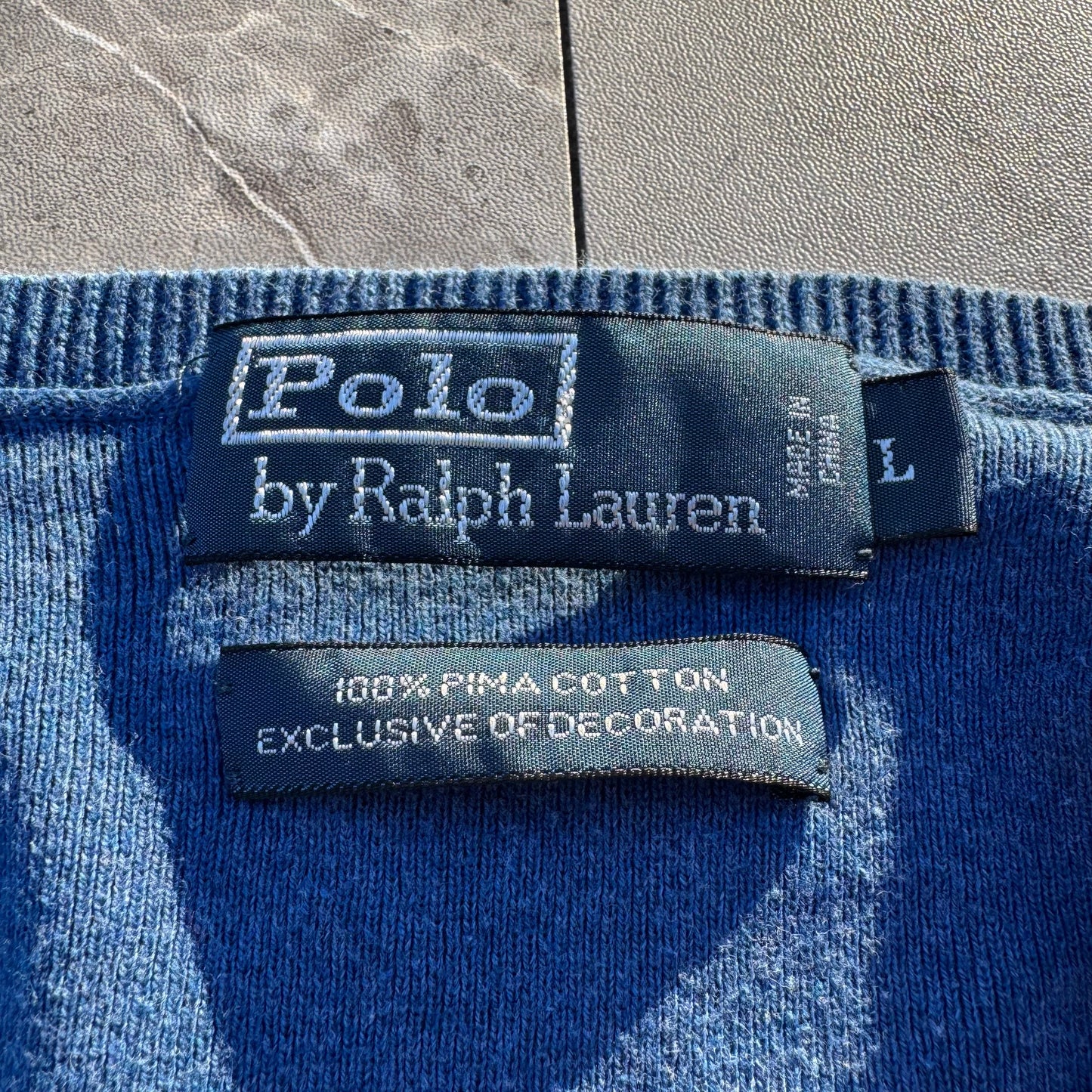 90s Ralph Lauren 100% Pima Cottong “Exclusive of Decoration” V-Neck Knit Sweater KiiChain Clothing