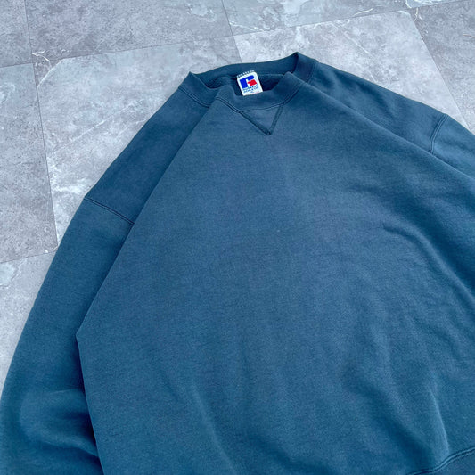 90s Russell Athletic Blank Green-Gray Crewneck KiiChain Clothing