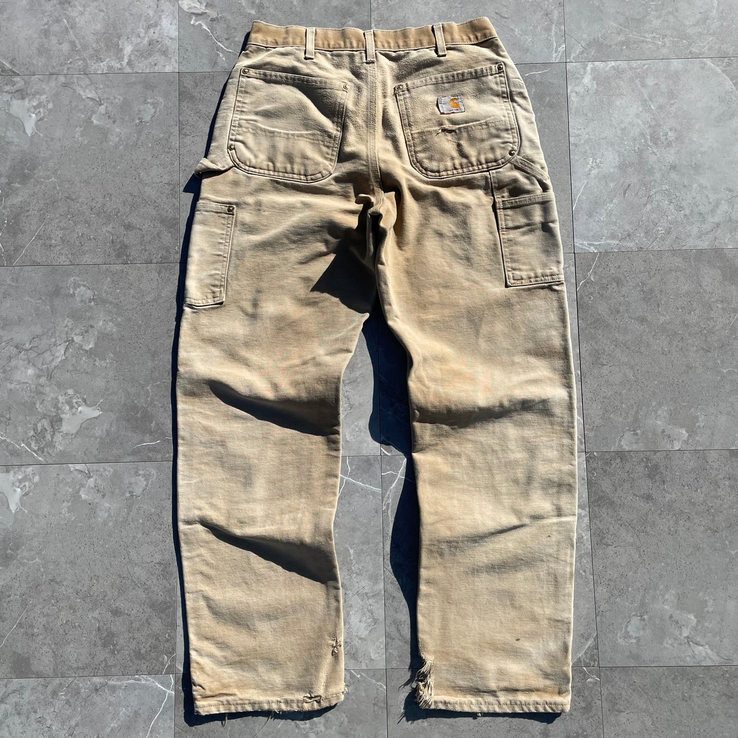 90s Carhartt Made in USA Beige Double Knee Work Pants 30x32 KiiChain Clothing