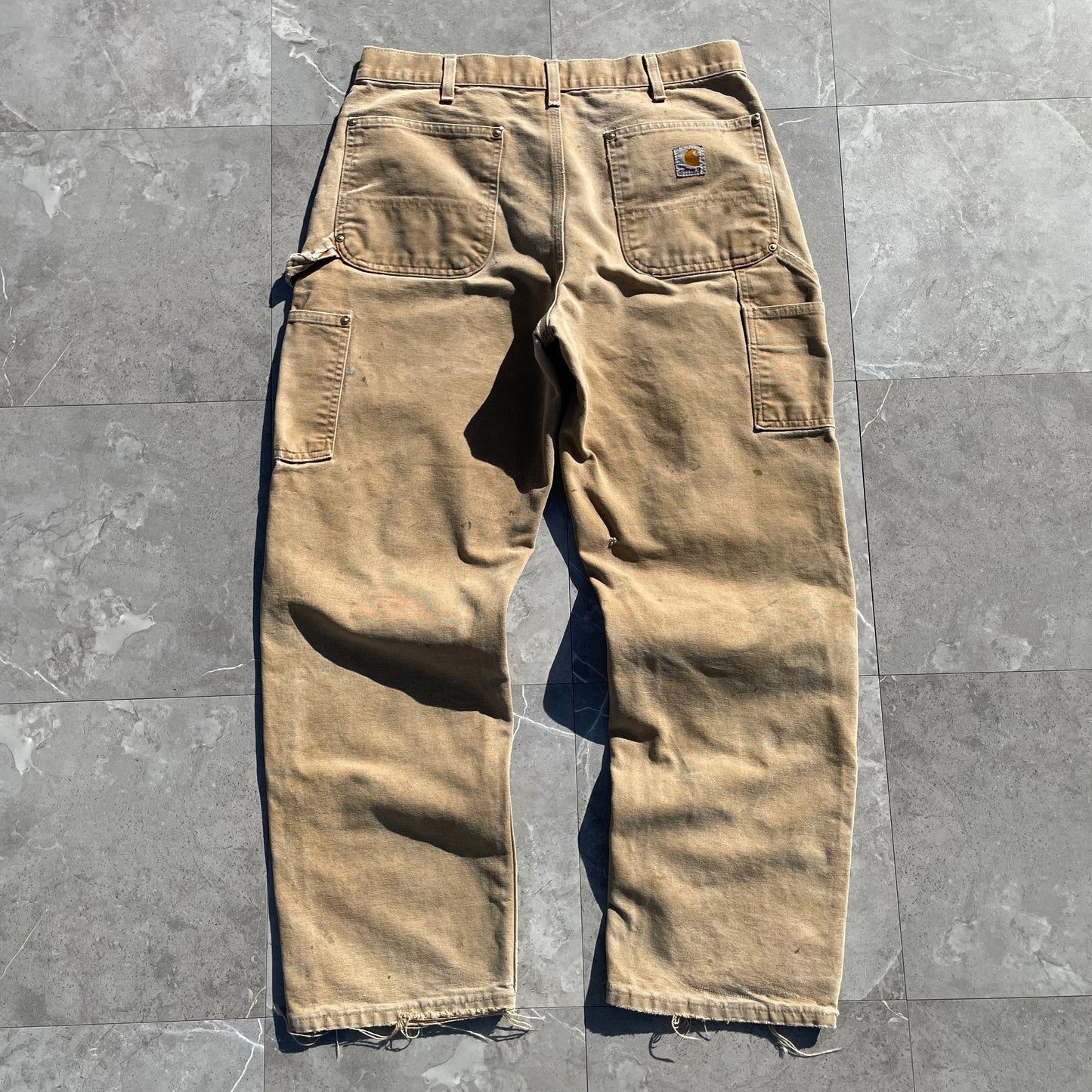 90s Carhartt Made in USA Beige Double Knee Work Pants 34x30 KiiChain Clothing