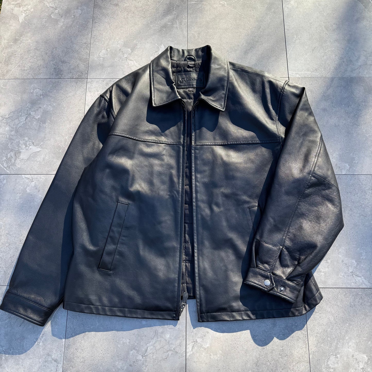 90s-00s St. John's Bay Black Leather Jacket KiiChain Clothing