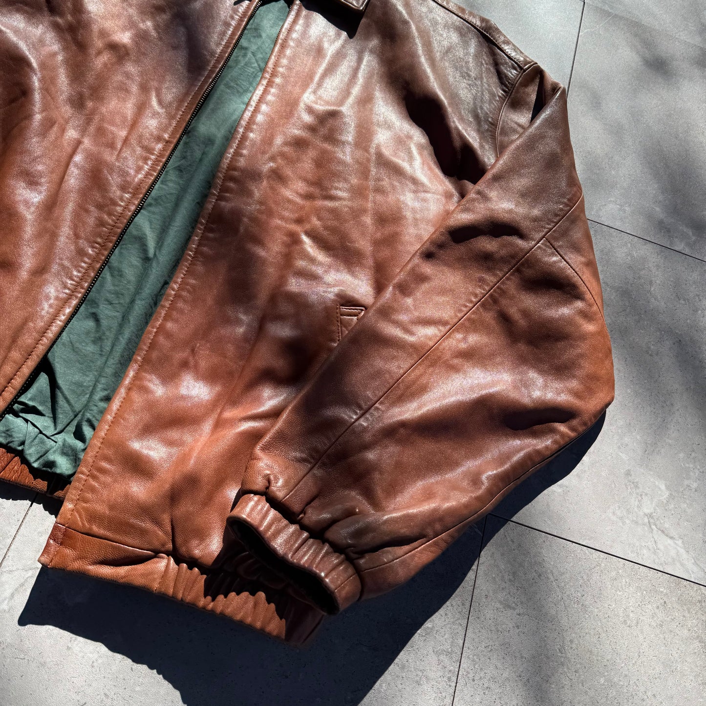 90s Polo by Ralph Lauren Light Brown Rare “No Pony” Leather Jacket