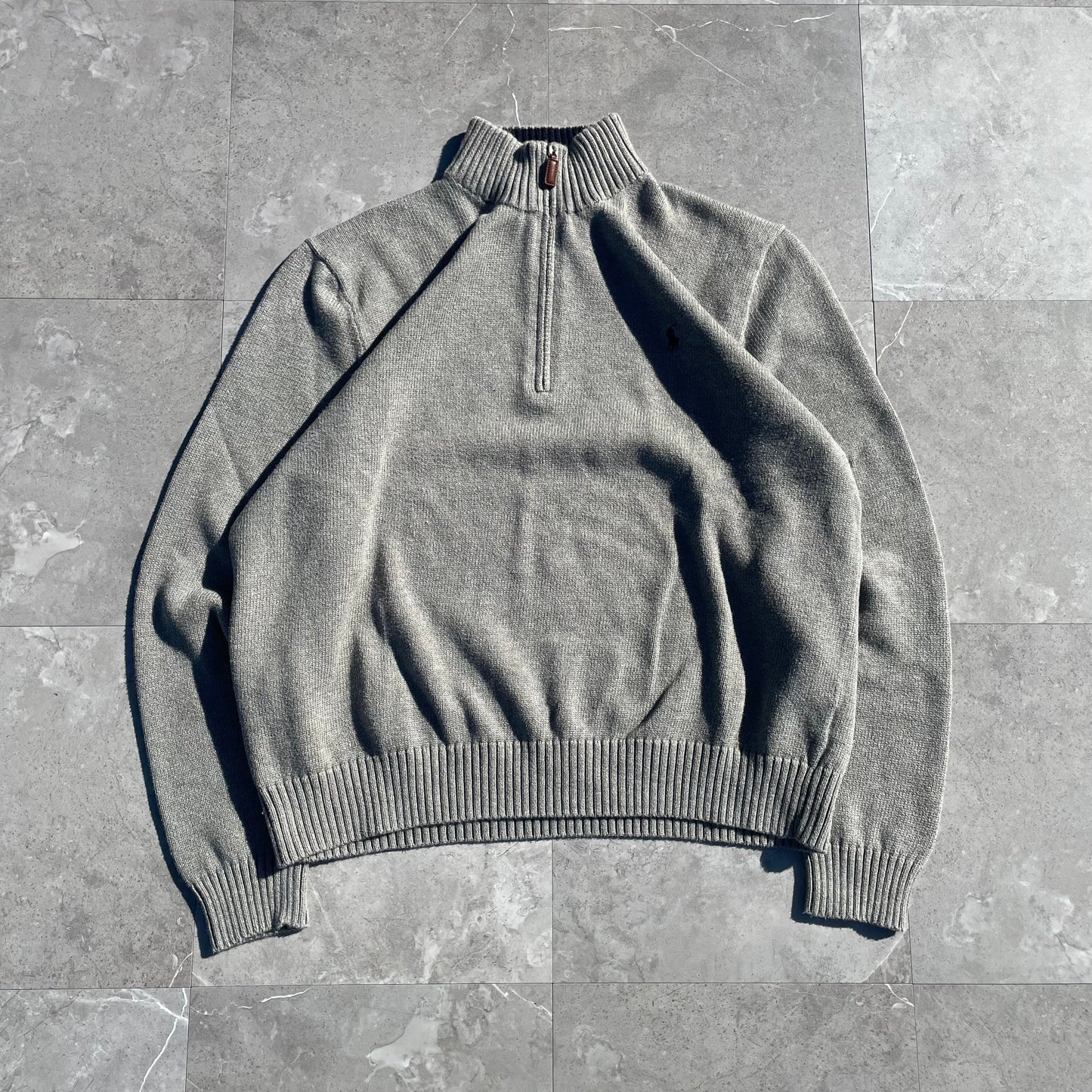 90s Ralph Lauren “Exclusive of Decoration” Gray Half-Zip Knit Pullover KiiChain Clothing