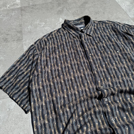 90s Alternatives by Natural Issue Striped Graphic 100% Rayon Short Sleeve Shirt KiiChain Clothing