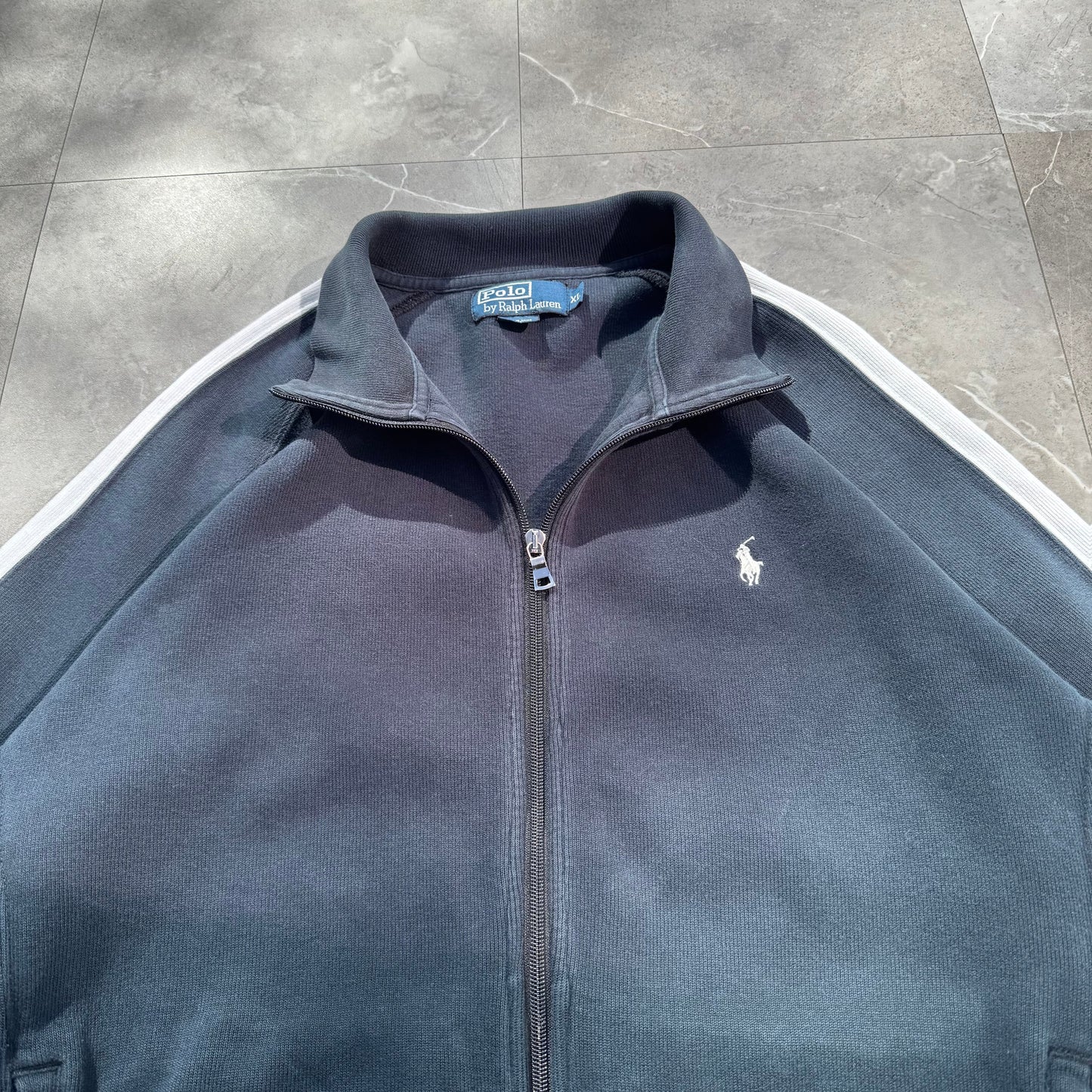 90s-00s Polo by Ralph Lauren Heavyweight Black Double Zip Sweatshirt KiiChain Clothing
