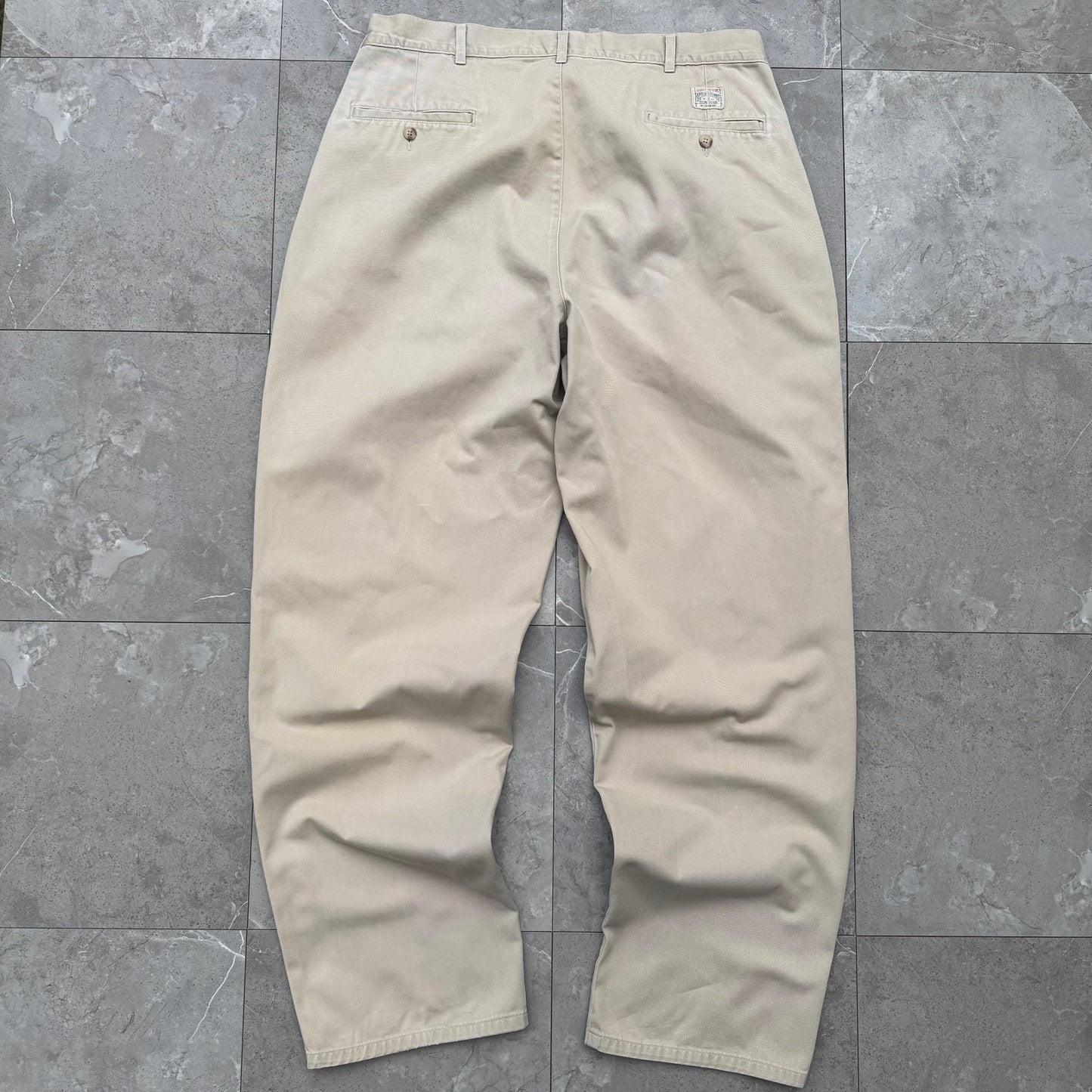 80s-90s Polo by Ralph Lauren Made in USA Cream/Beige Chino Pants 36x32 KiiChain Clothing