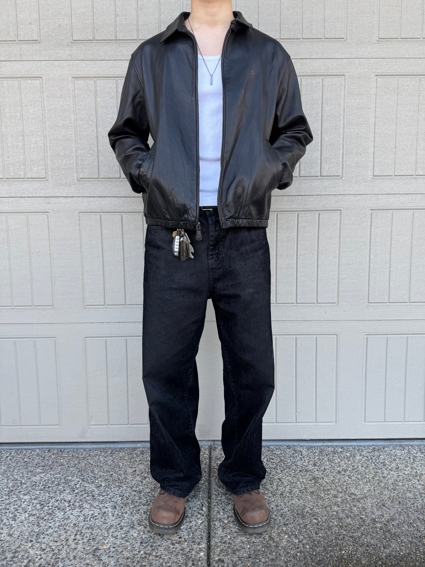 90s Polo by Ralph Lauren Black Leather Jacket
