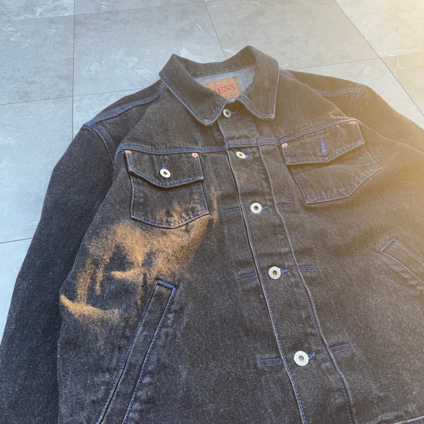 90s Guess Made in USA Black Denim Jacket KiiChain Clothing