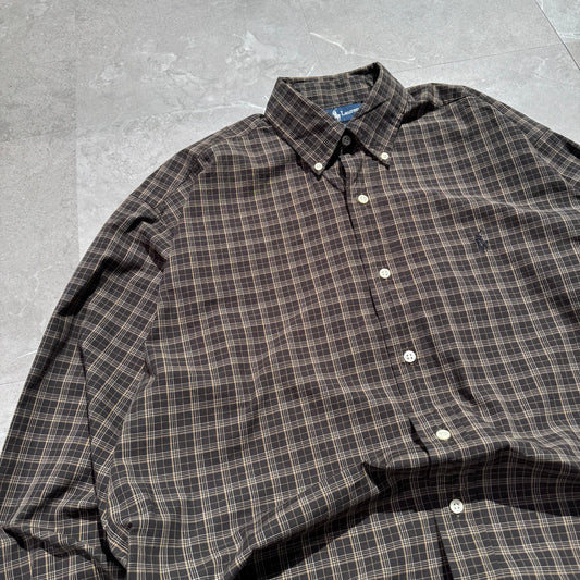 90s-00s Ralph Lauren “Blake” Dark Brown Checkered Button Down Shirt KiiChain Clothing