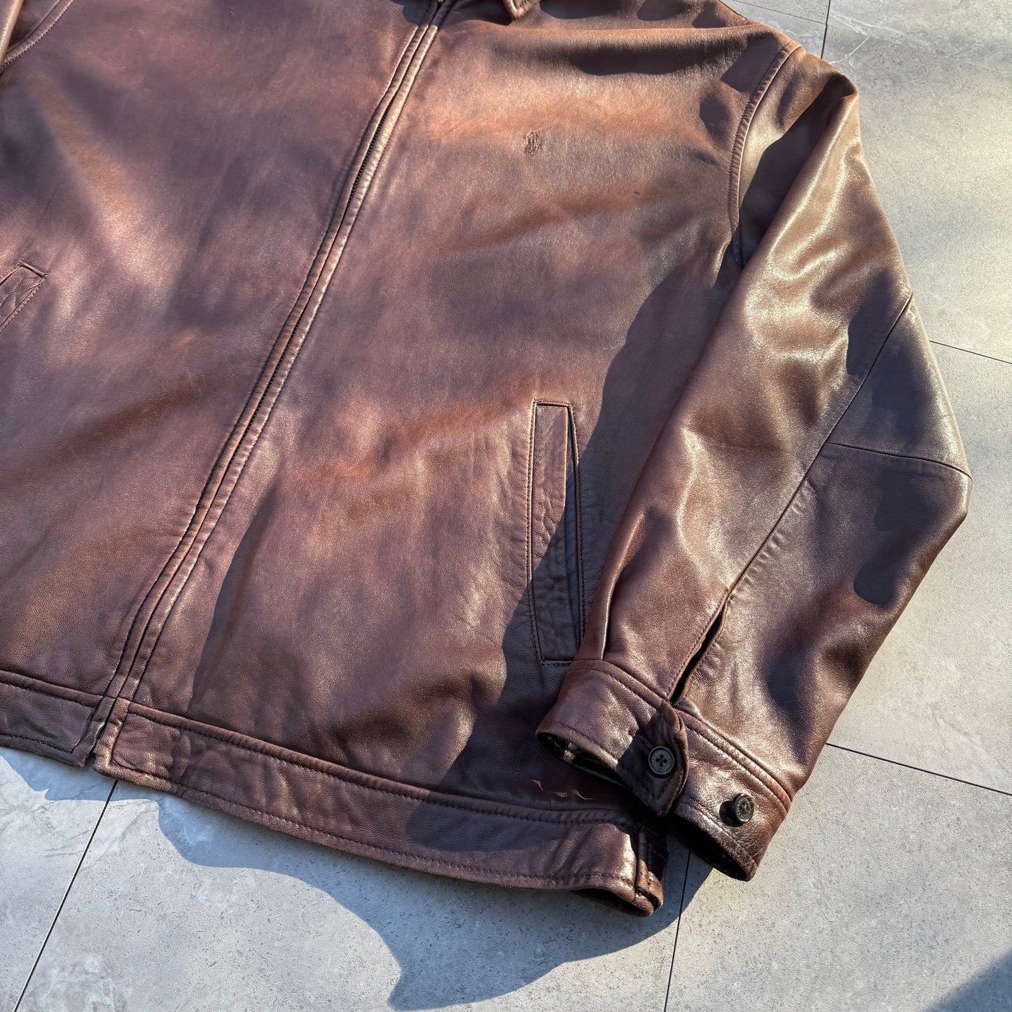 90s-00s Polo by Ralph Lauren Brown Leather Jacket KiiChain Clothing