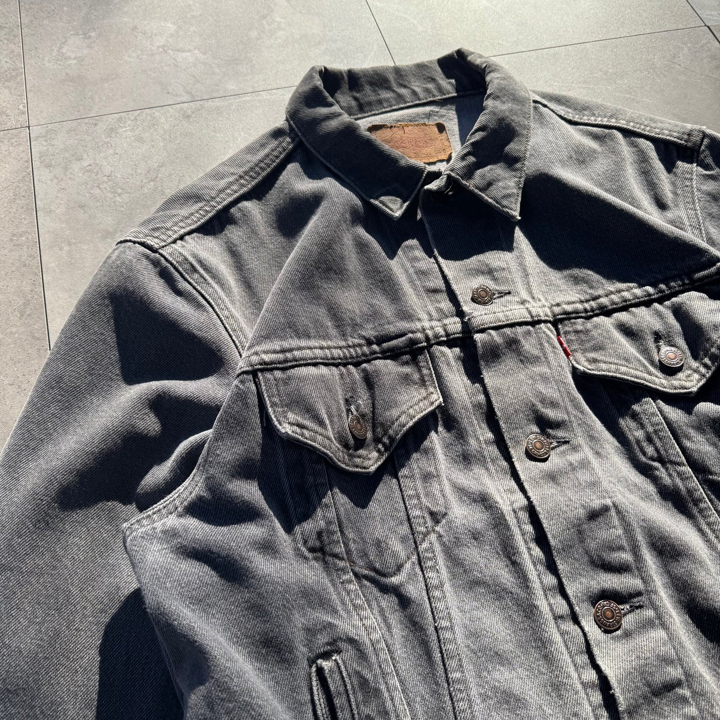 80s Levi's 70506 Made in USA Faded Black Denim Jacket
