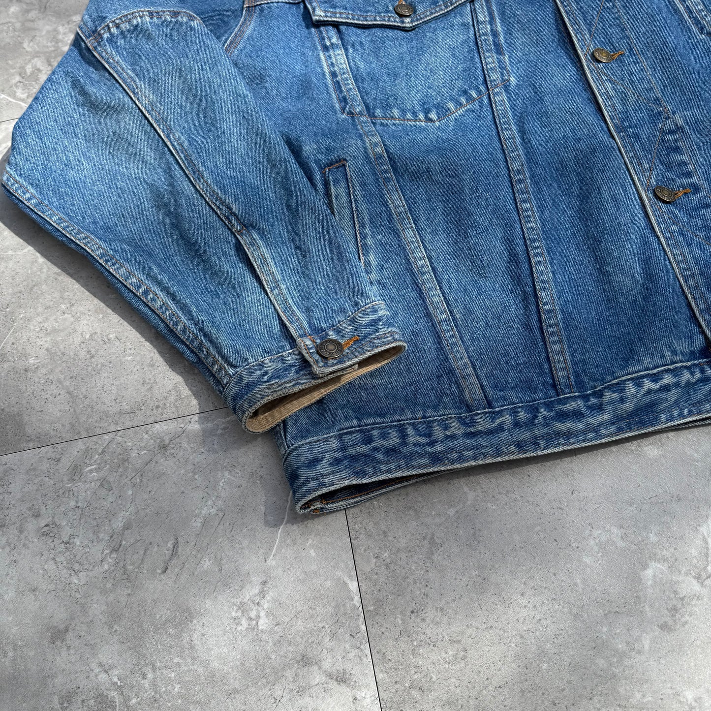 90s St. John's Bay Leather Collar Denim Jacket