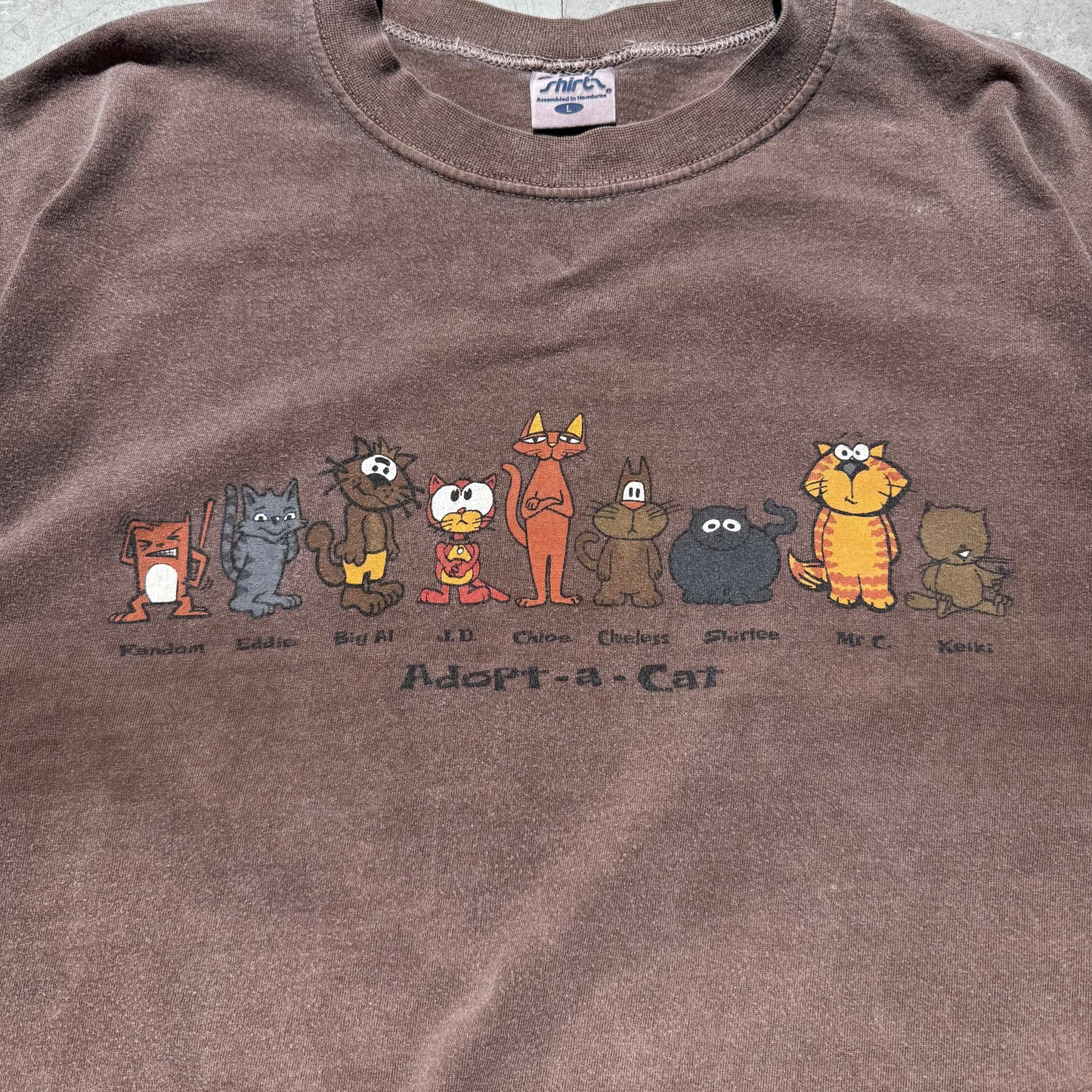 90s Crazy Shirts Adopt a Cat Faded Brown Tee KiiChain Clothing