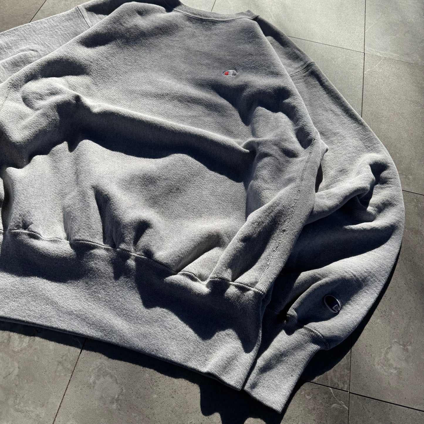 90s Champion Reverse Weave Gray White-Logo Sweatshirt