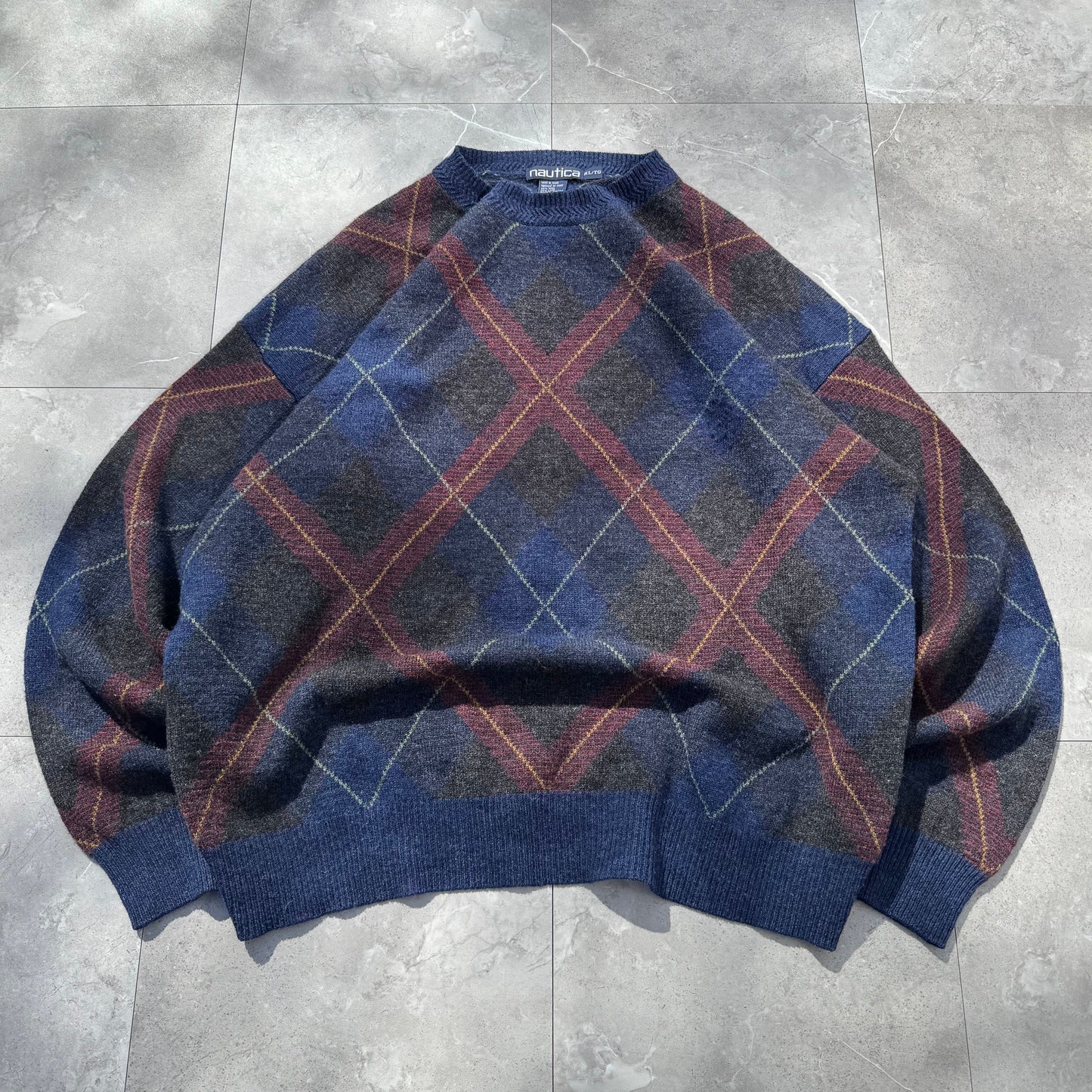 90s Nautica Wool Argyle Knit Sweater KiiChain Clothing