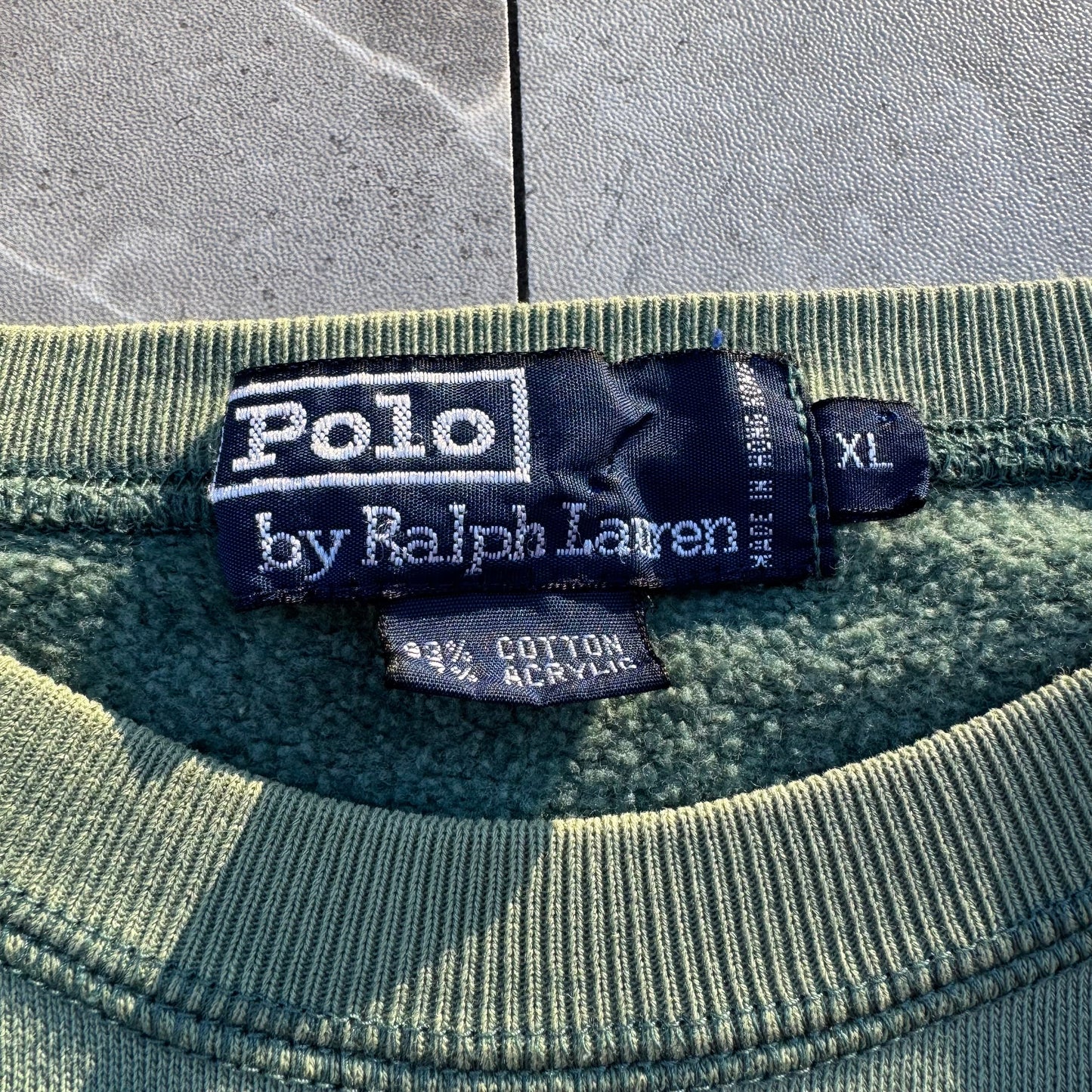 80s-90s Ralph Lauren Green Sun Faded Sweatshirt KiiChain Clothing