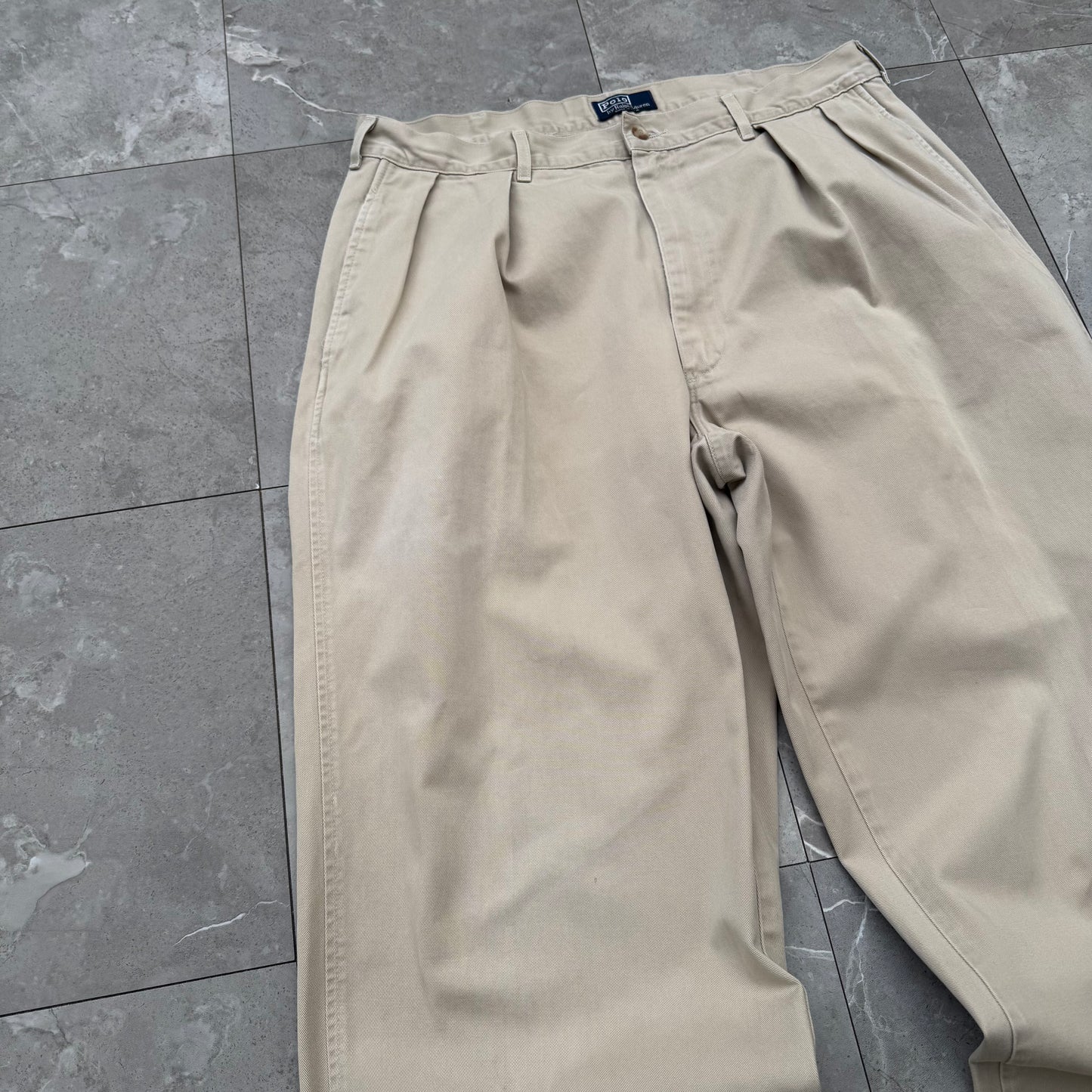 80s-90s Polo by Ralph Lauren Made in USA Cream/Beige Chino Pants 36x32