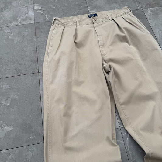 80s-90s Polo by Ralph Lauren Made in USA Cream/Beige Chino Pants 36x32 KiiChain Clothing