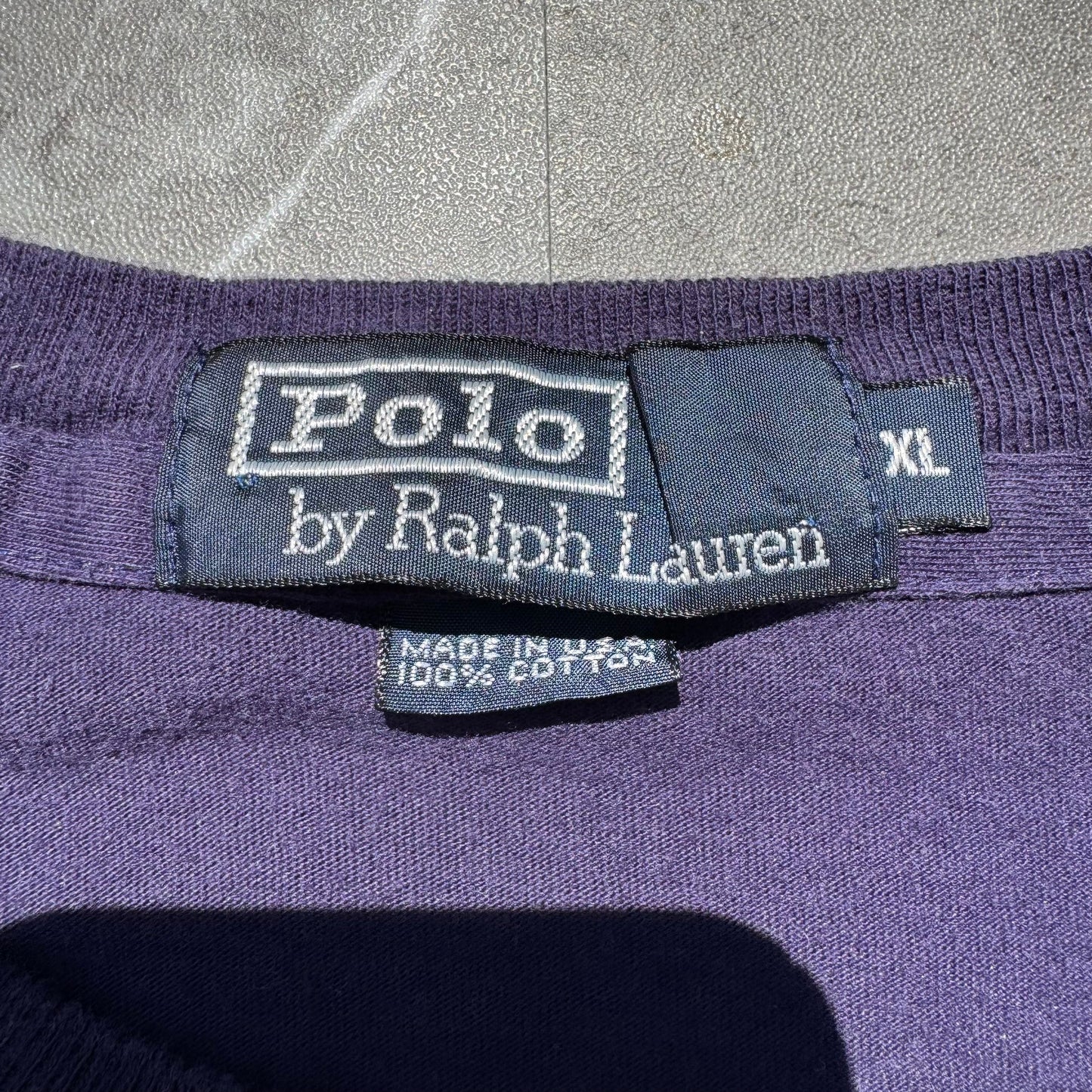 80s-90s Ralph Lauren Navy/Purple Made in USA Pocket Tee KiiChain Clothing