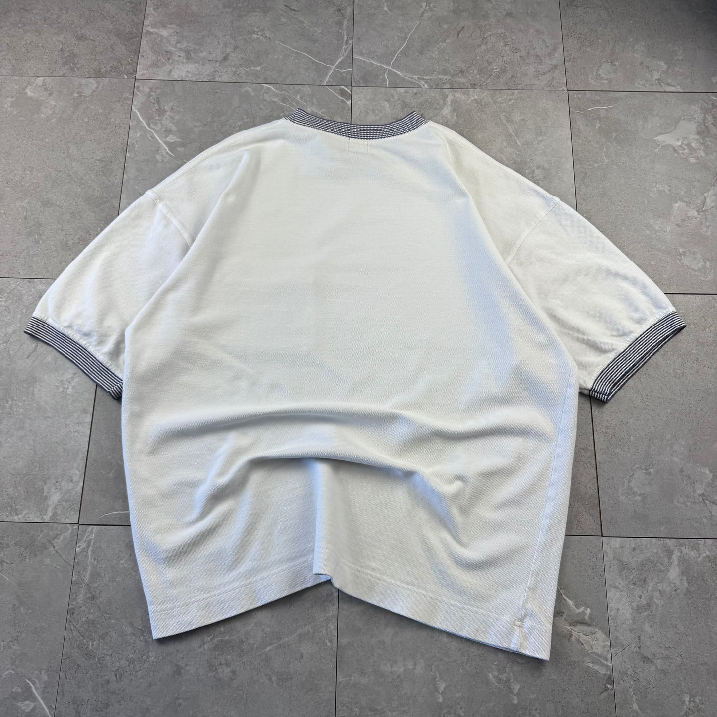 90s Old Gap White Ringer Knit Textured Ringer T-Shirt