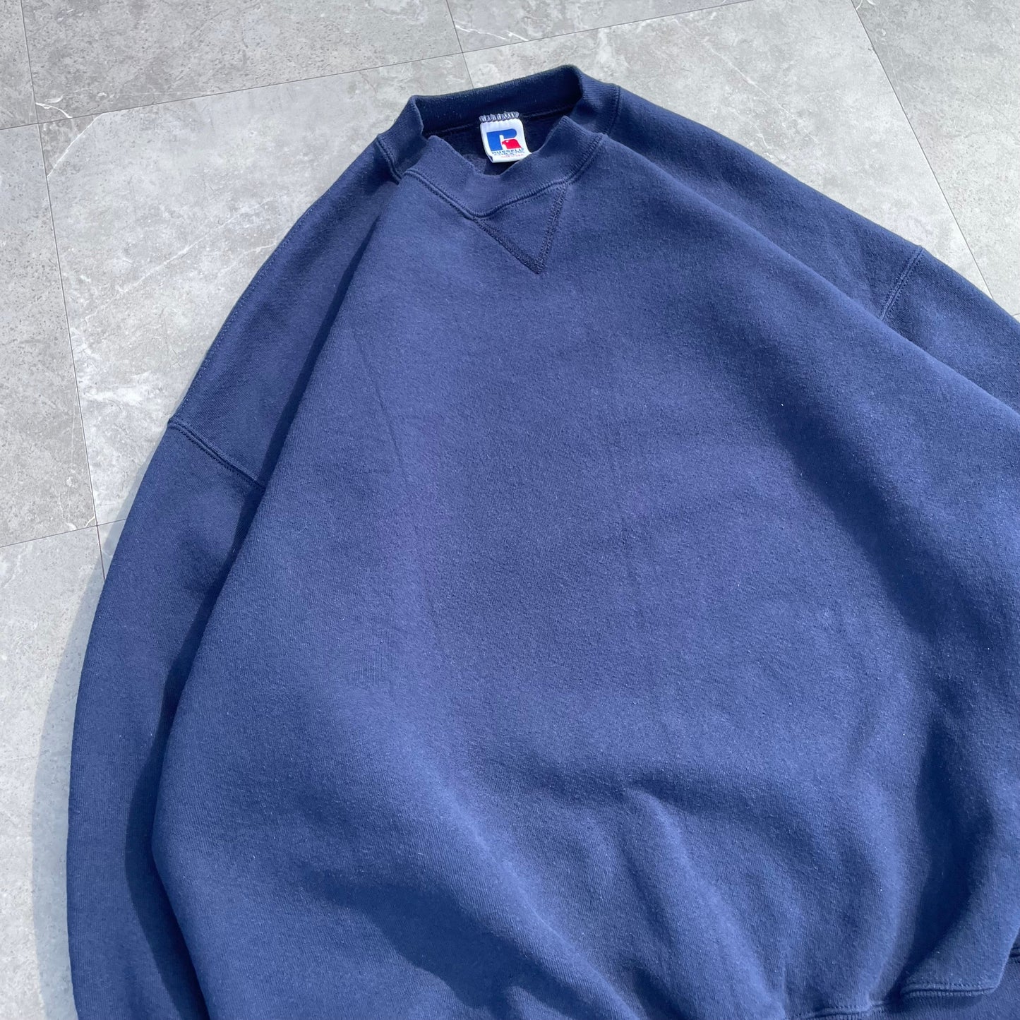 90s Russell Athletic Made in USA Blank Navy Crewneck KiiChain Clothing