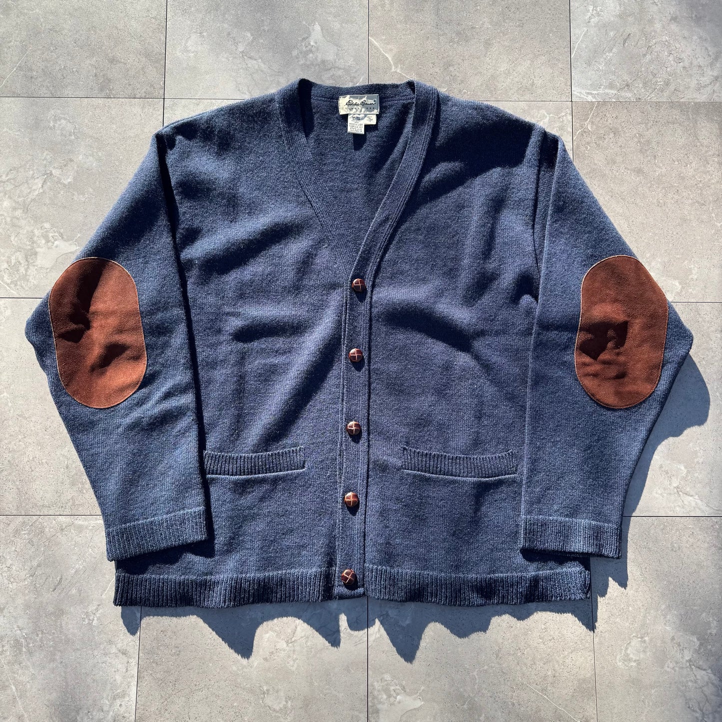 90s-00s Eddie Bauer Wool Made in USA Elbow Patch Cardigan