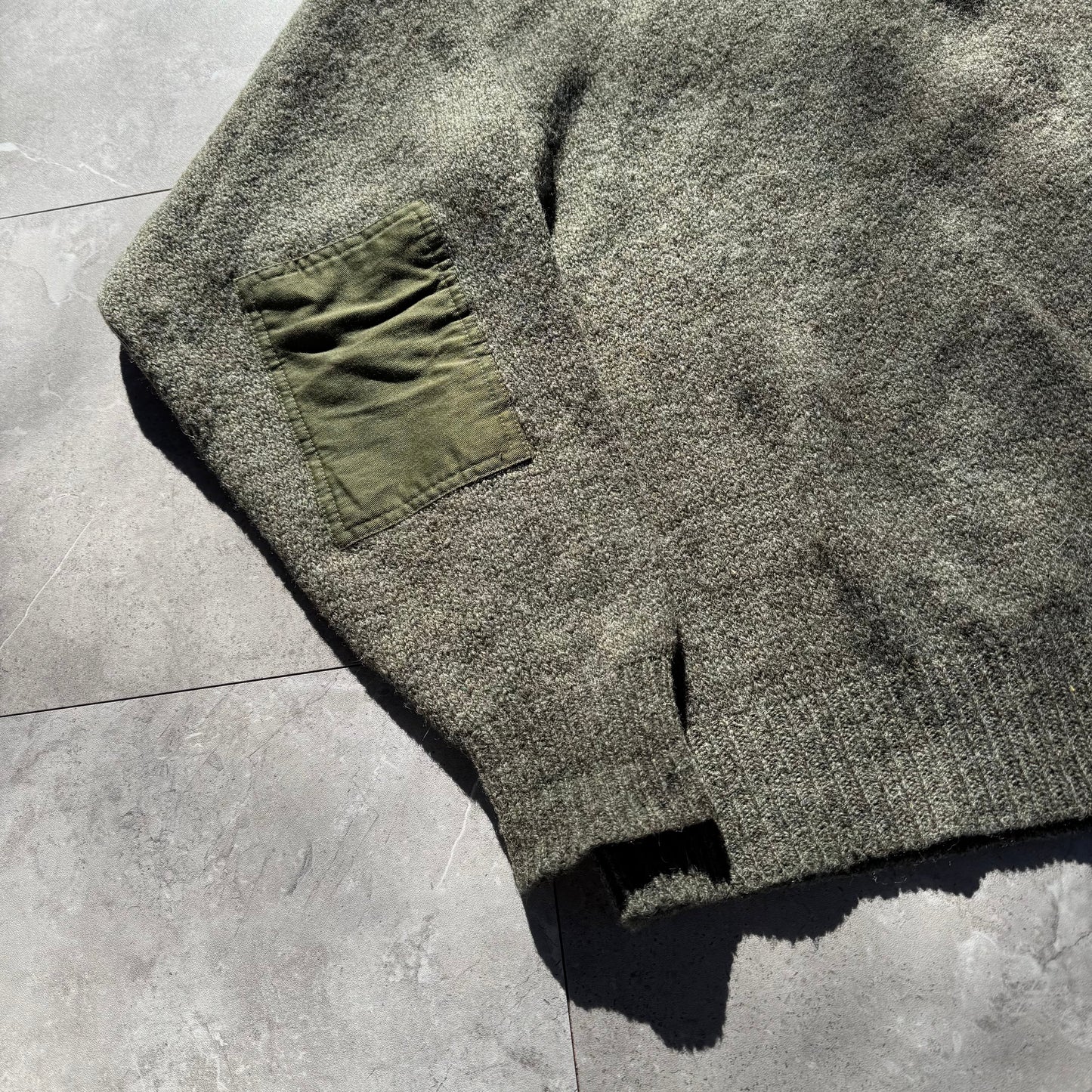 90s Cabela's Made in USA Wool Henley Neck Elbow Patch Knit KiiChain Clothing