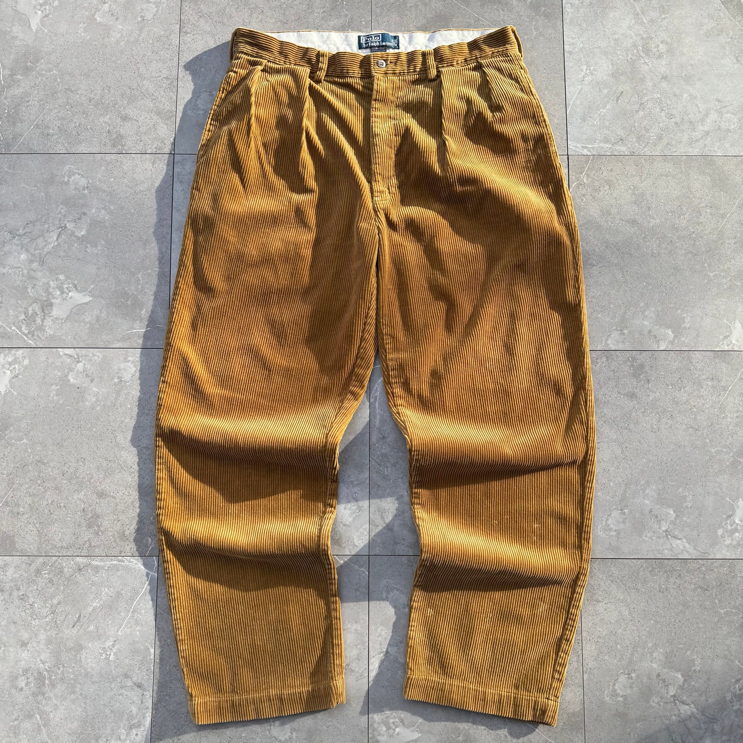 90s-00s Polo by Ralph Lauren Light Brown Corduroy Andrew Pants 36x30 KiiChain Clothing