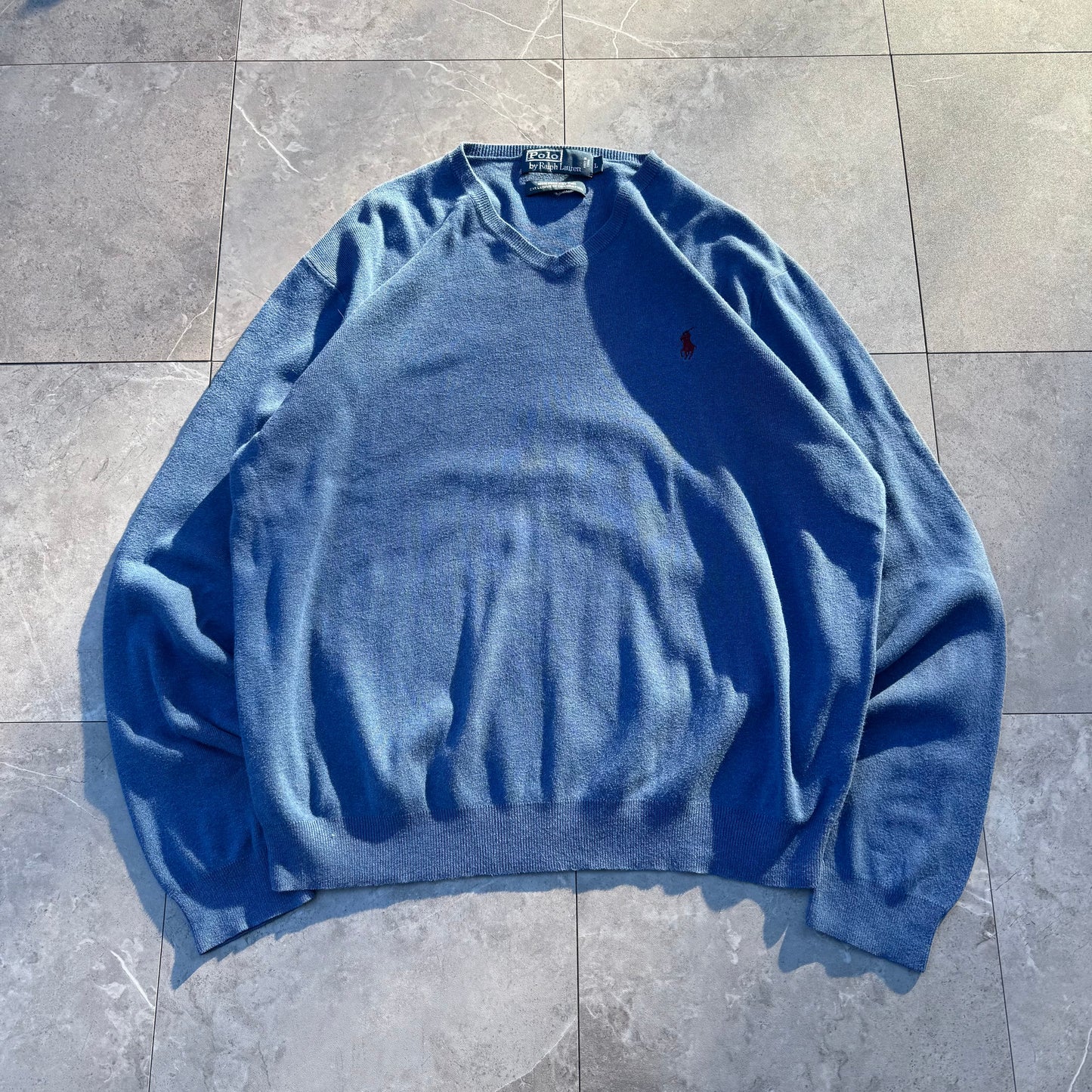 90s Ralph Lauren 100% Pima Cottong “Exclusive of Decoration” V-Neck Knit Sweater KiiChain Clothing