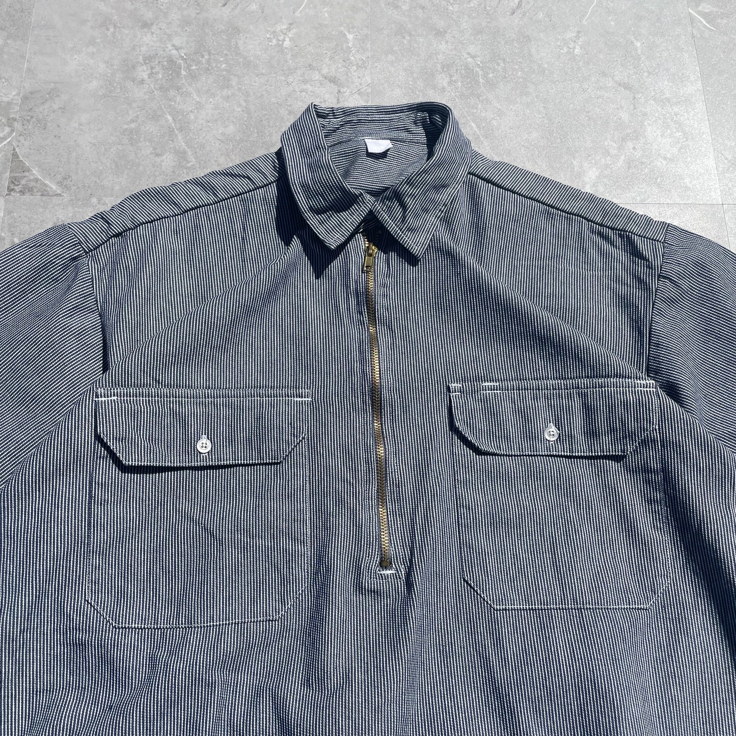 90s Hickory Half-Zip Short Sleeve Shirt