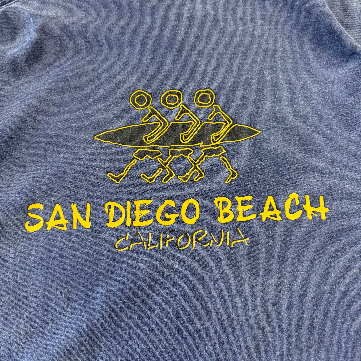 90s Delta San Diego Beach Made in USA Faded Blue Surf Graphic T-Shirt