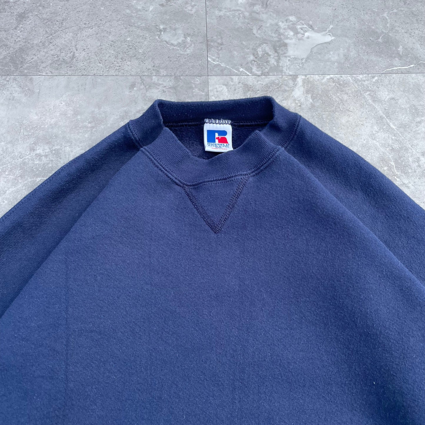 90s Russell Athletic Made in USA Blank Navy Crewneck KiiChain Clothing
