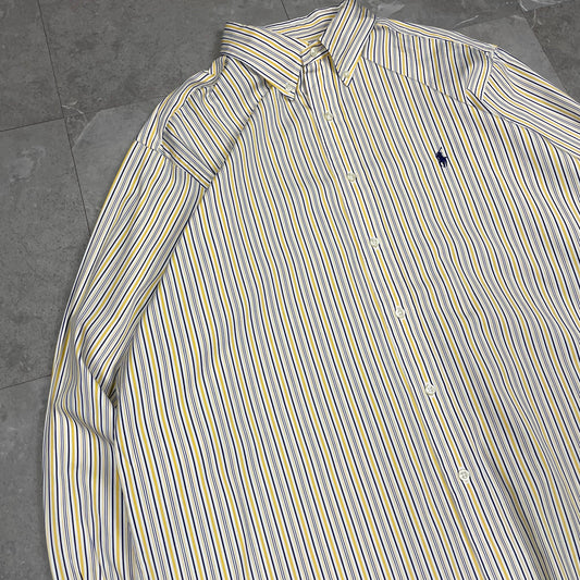 90s Ralph Lauren Classic Fit Yellow Striped Shirt KiiChain Clothing