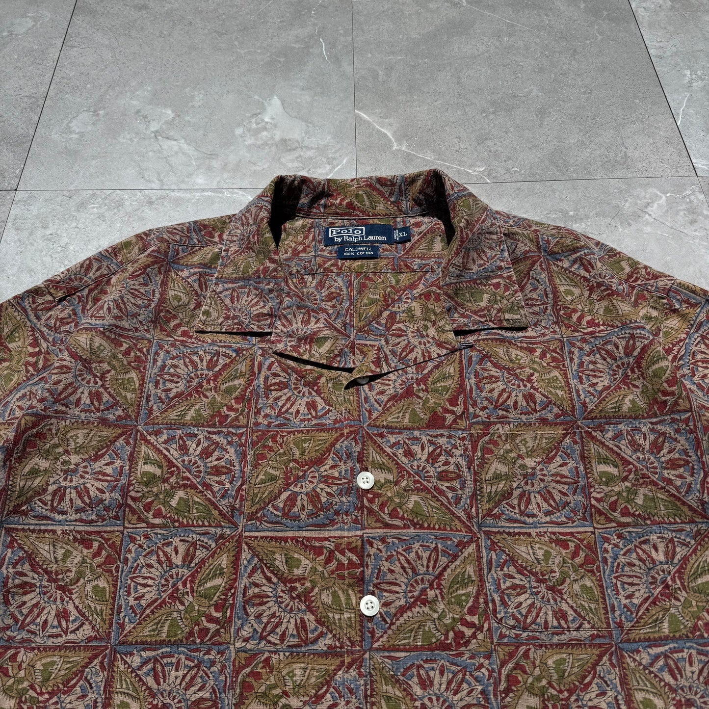 90s-00s Ralph Lauren Caldwell Bird Graphic Paisley Cotton Short Sleeve Shirt KiiChain Clothing
