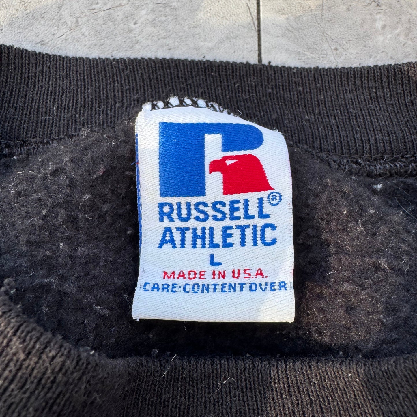 90s Russell Athletic Made in USA Black Blank Sweatshirt KiiChain Clothing