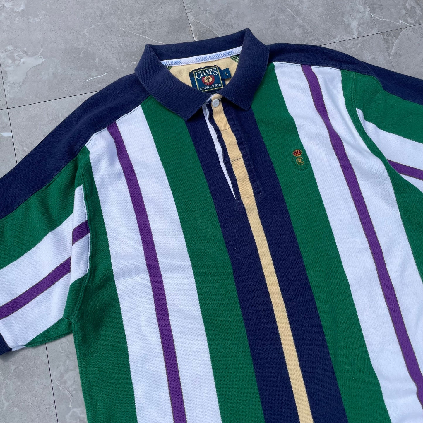 80s Chaps Ralph Lauren Striped Polo Shirt KiiChain Clothing