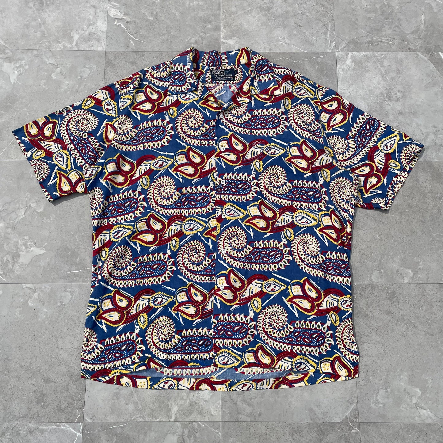 90s Ralph Lauren 100% Imported Silk Made in USA Paisley Hawaiian Shirt KiiChain Clothing