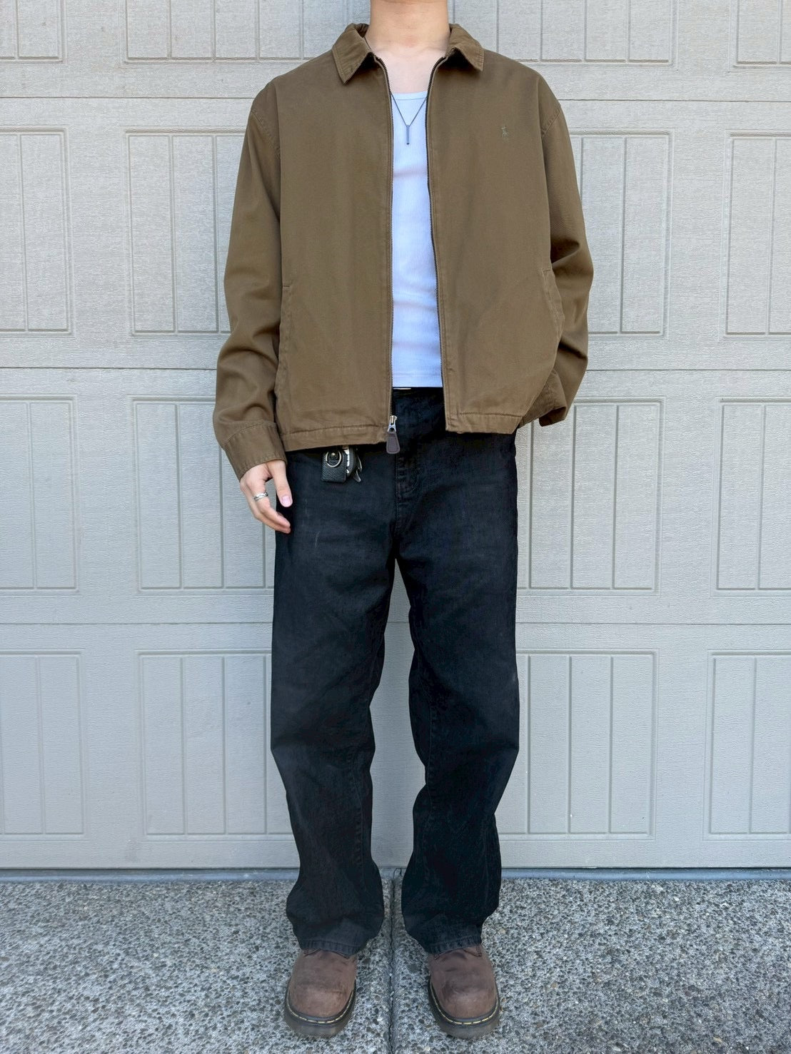 90s-00s Ralph Lauren Olive Green Checkered Lined Swing Top Jacket