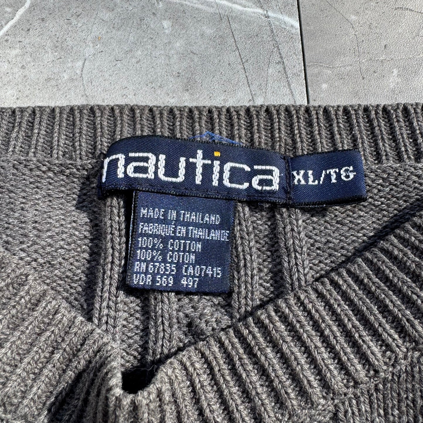 90s Nautica Gray Cable Knit Sweater KiiChain Clothing