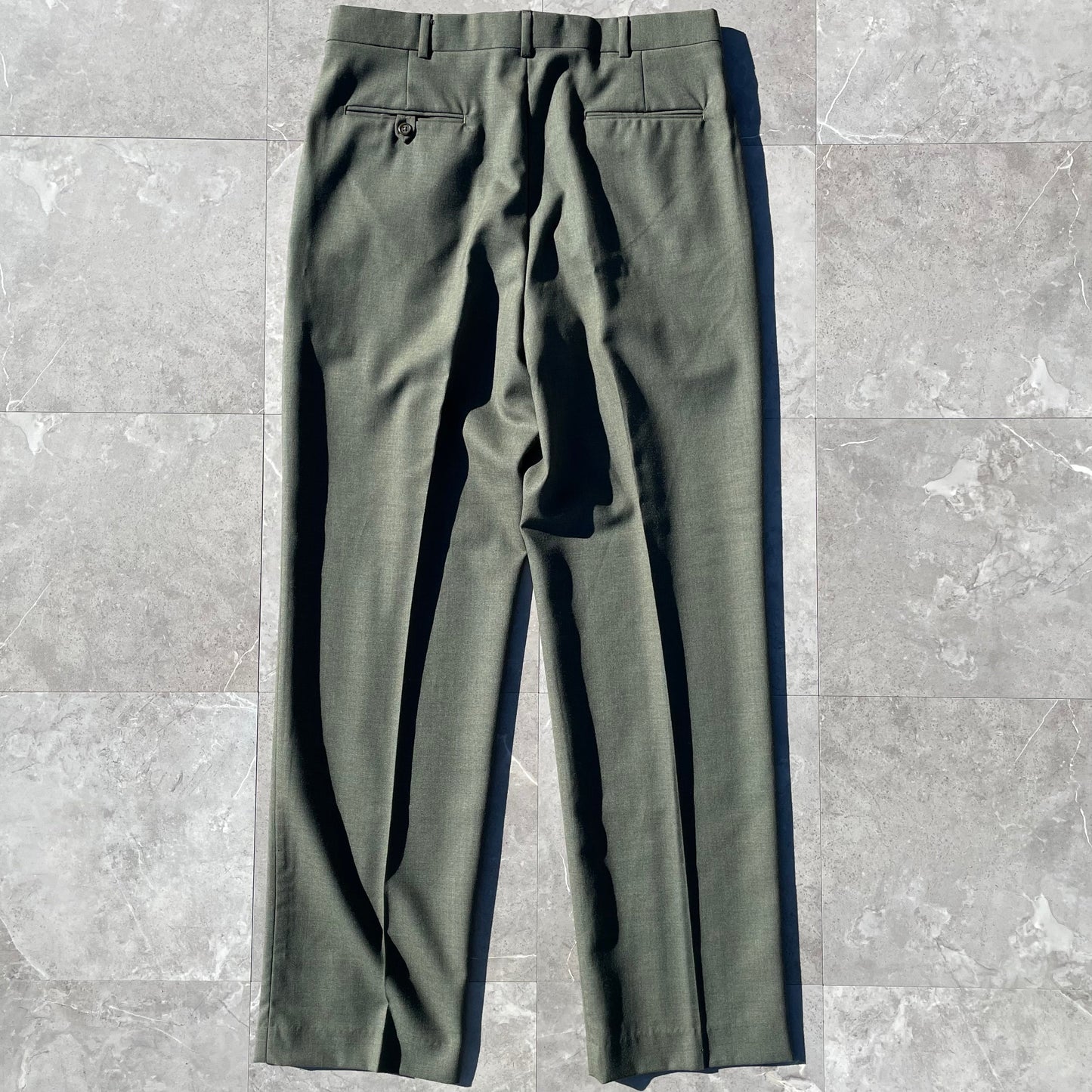 90s Lands' End Olive Green Two-Tuck Pleated Wool Slacks Size 34 KiiChain Clothing