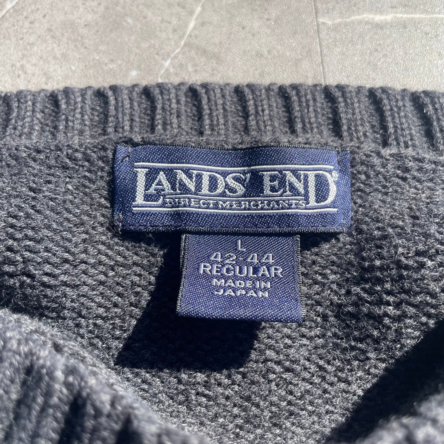 90s Lands' End Made in Japan Plain Dark Gray Knit KiiChain Clothing