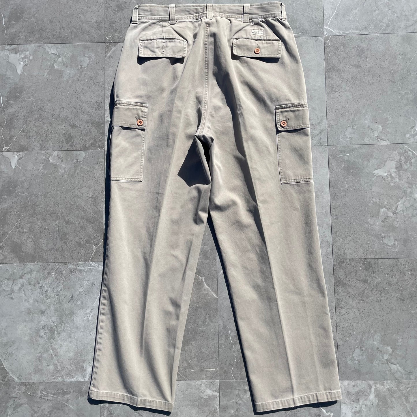 90s-00s Ralph Lauren Cream/Off-White Cargo Chino Pants 35x30 KiiChain Clothing