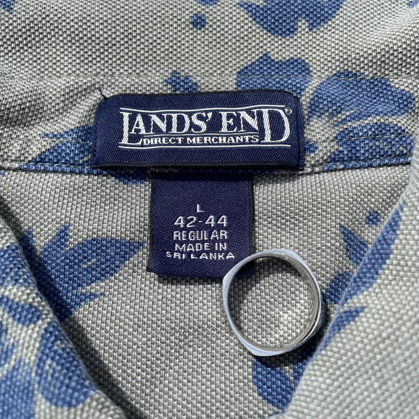 90s Lands’ End Flower Pattern Polo Shirt KiiChain Clothing