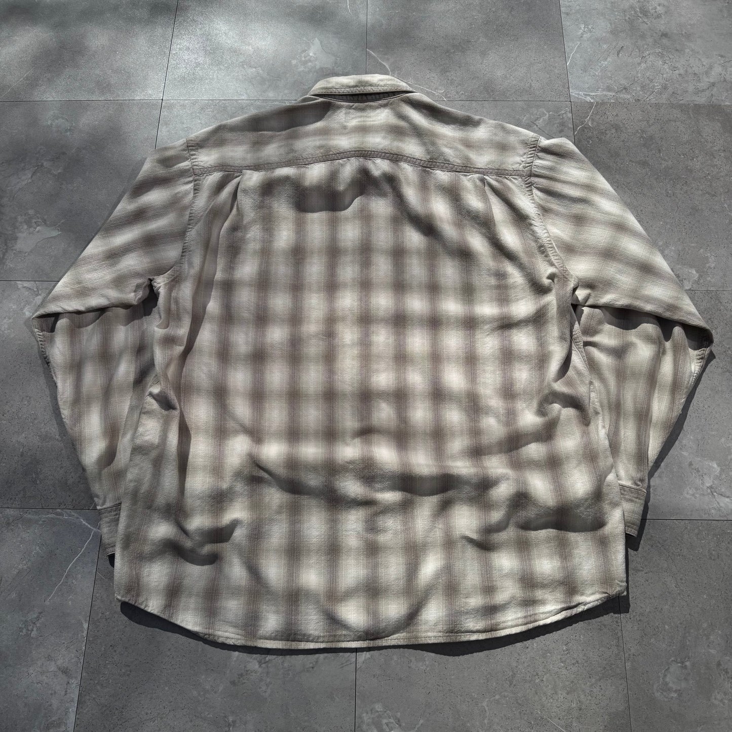 00s Columbia Cream/Beige Shadow Checkered Shirt KiiChain Clothing