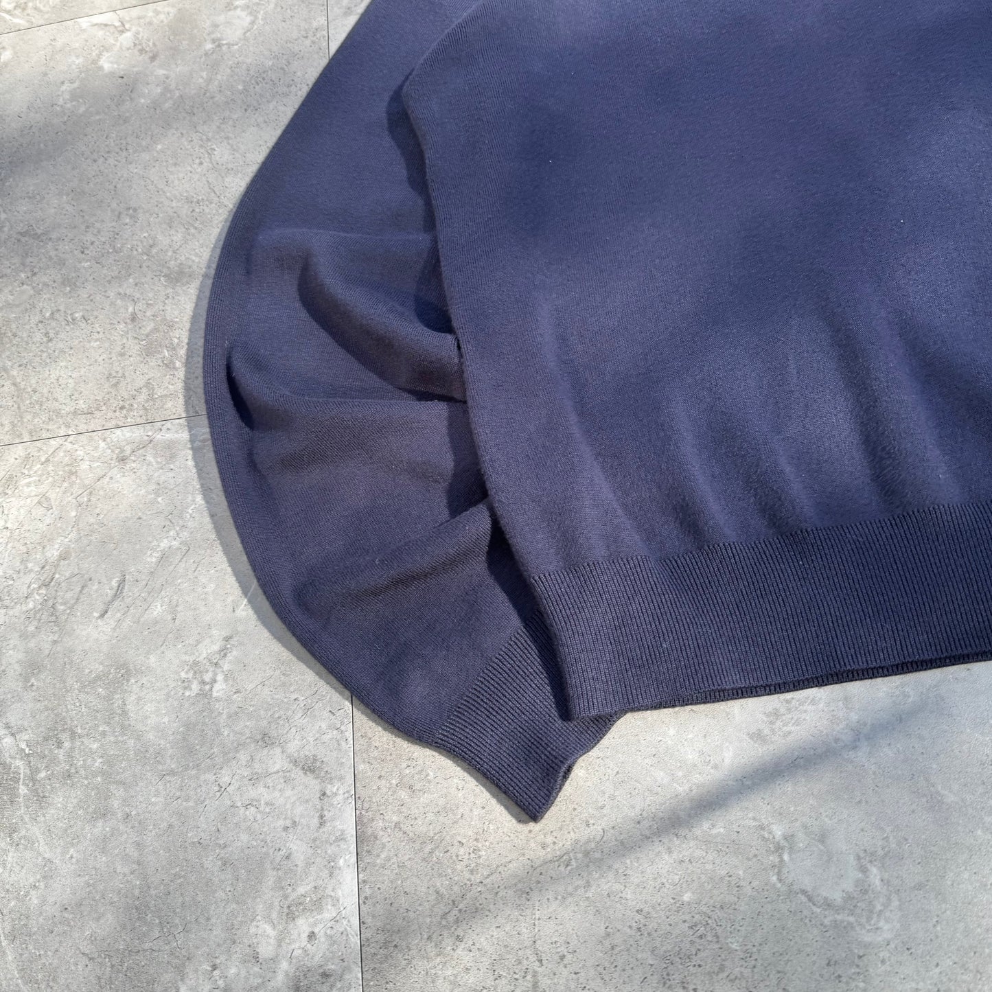 90s Polo by Ralph Lauren 100% Pima Cotton “Exclusive of Decoration” Navy V-Neck Sweater KiiChain Clothing