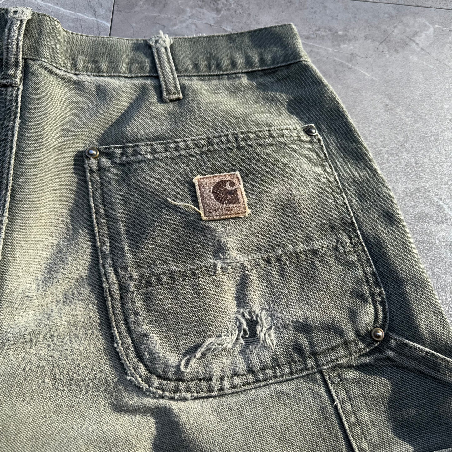 90s-00s Carhartt Moss Green Double Knee Work Pants 32x32