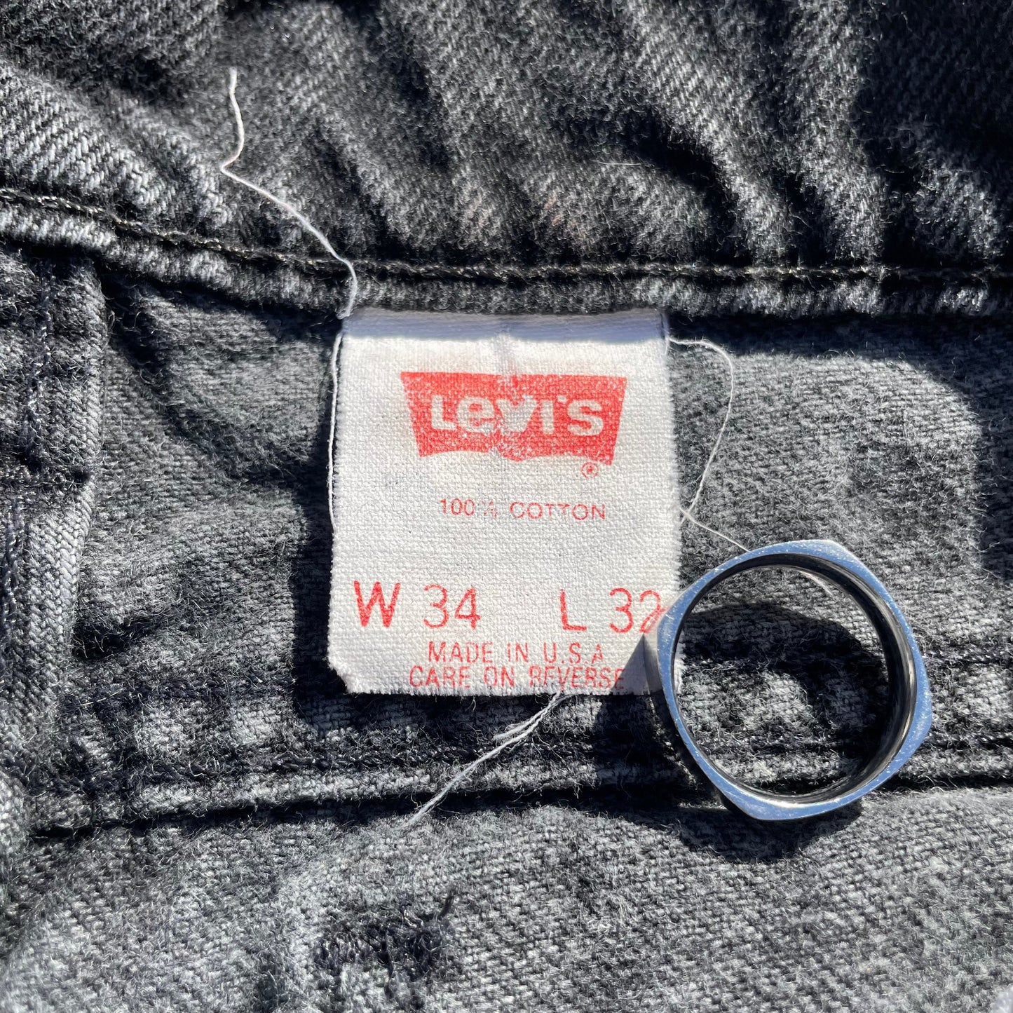 90s Levi's 550 Orange Tab Made in USA Black Denim 34x32 KiiChain Clothing
