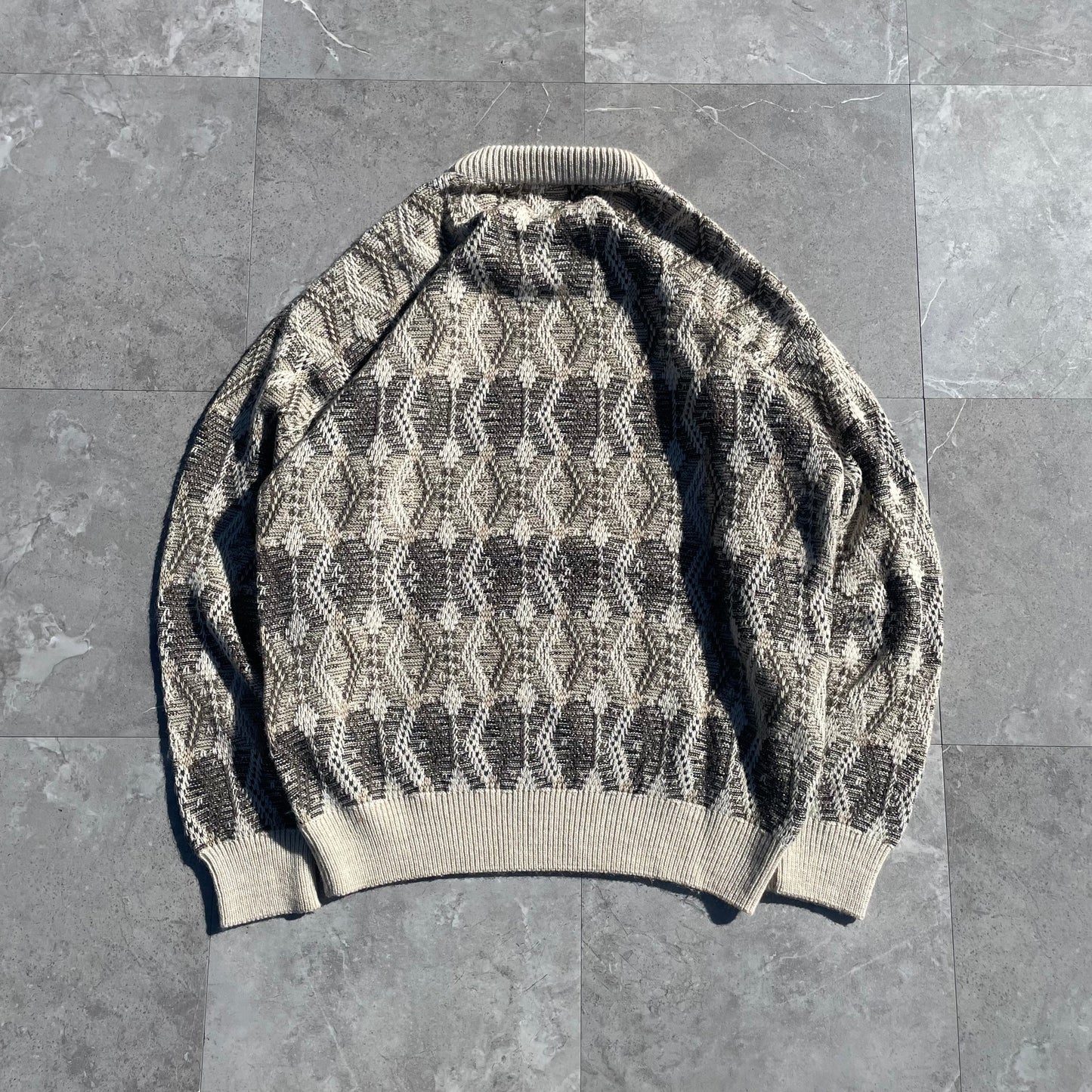 90s-00s Jantzen Acrylic Cream/Brown Design Knit KiiChain Clothing