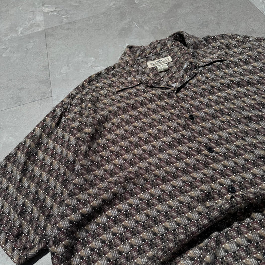 90s Natural Issue Box Pattern Rayon Short Sleeve Shirt KiiChain Clothing